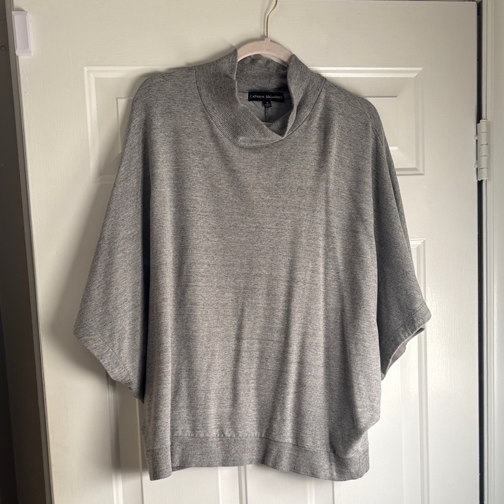 Catherine Malandrino Light Gray Short-Sleeve Knit Top